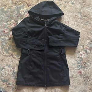 Black Hooded Coat with Full-Length Zipper